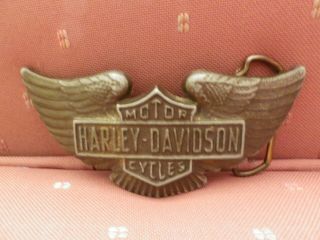 Vintage Harley Davidson Motorcycles Wings Shield Logo Belt Buckle Metal