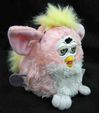 VTG Furby Babies Pink Pink Yellow Hair Tag Model 70 - 940 1999 2A 4