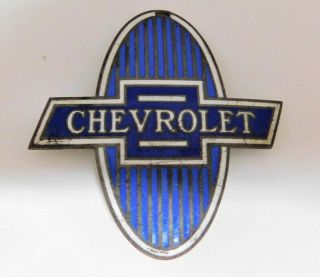 Vintage Chevrolet Bowtie Oval Enamel Radiator Badge Medallion 1929 - 31
