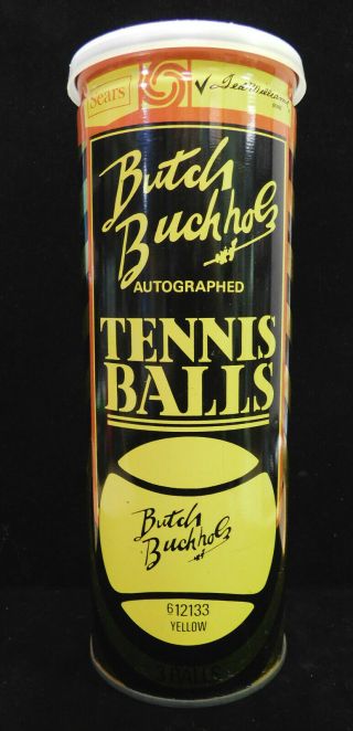 Vintage Sears Ted Williams Butch Buchholz Tennis Balls Can W/ Balls Made England