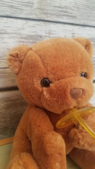 Vintage Russ Berrie Bibi Plush Brown Bear Sucking Pacifier Stuffed Teddy Animal 2