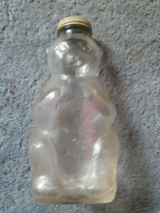 Vintage Clear Glass Bear Bottle Bank 7 " - Snow Crest Beverages,  Salem,  Mass