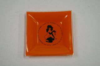 The Playboy Club Bunny Key Glass Ashtray Vintage Square Orange Pocket Change
