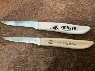 2 Vtg Pioneer Seeds Brand Quikut Stainless Paring Knives