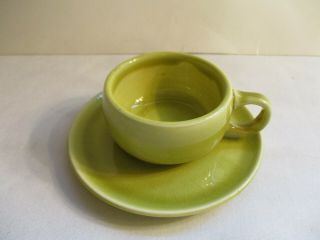 Vintage Russel Wright By Steubenville 1 Chartreuse Demitasse Cup & Saucer