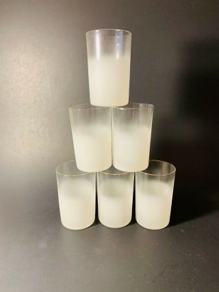 Vintage White Blendo Juice Glasses Ombre Fade Set Of 6 3 " H