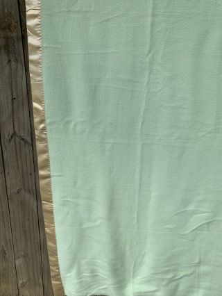 Vintage Green Wool Satin Edge Throw Blanket 80 1/2 