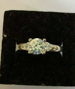 Vintage Sterling Silver & White Stone/ Ring Size S/t