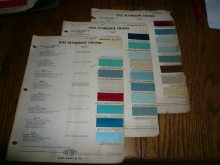 1953 54 55 Plymouth Dupont Duco Delux Color Chip Paint Samples - Vintage 3 Years