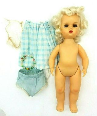 Vintage 1950s Tiny Terri Lee Walker 10 " Doll Platinum Blonde Curly Hair,  Net Exc