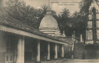 Vintage Ceylon Sri Lanka Buddhist Temple At Detmoelo Colombo Postcard - Very Good