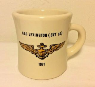 Vintage 1971 Uss Lexington (cvt 16) Naval Air Advanced Training Command Mug Cup