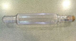 Vintage Clear Glass Rolling Pin With Cork Stopper