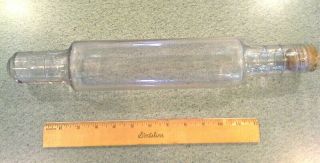 Vintage Clear Glass ROLLING PIN With Cork Stopper 5
