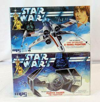 Vintage Star Wars Mpc Model Kits Darth Vader Tie Fighter & Luke X - Wing Misb Nr
