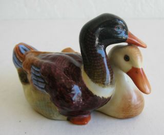 Vintage Herend Hungary Porcelain Loving Ducks 2036 Figurine Sculpture Exc Cond