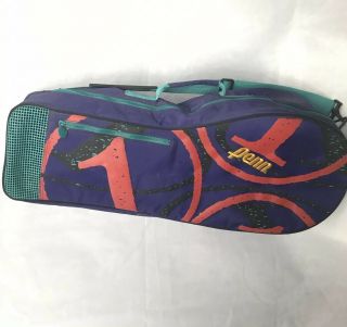 Vtg 90’s Penn Tennis Racket Bag With Shoulder Strap Ball Holder Great Colors