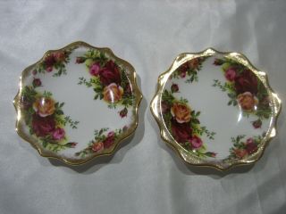 Vintage Royal Albert Old Country Roses Set Of 2 Trinket Dishes