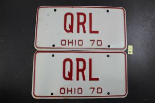 Vintage 1970 Ohio License Plate Qrl Pair (h45
