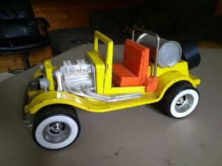 Vintage Buddy L Hot Rod Roadster Yellow Orange Seat Die Cast Car 10 "