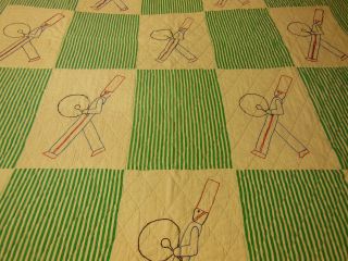 Vintage Hand & Machine Stitched Youth Cotton Quilt Marching Band Drum Major Man