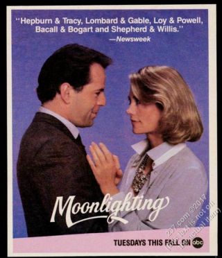 1986 Moonlighting Tv Show Bruce Willis Cybill Shepherd Photo Vintage Print Ad
