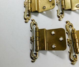 5 Vintage Brass White Finish Off Set Cabinet Hinges 2