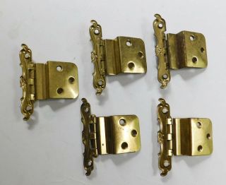 5 Vintage Brass White Finish Off Set Cabinet Hinges 3
