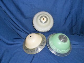 3 Vintage 7 " Plastic Clip On Table Lamp Light Shade Ceiling Fixture Bulb Change