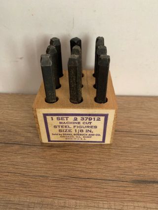 Vintage Sears Machine Cut Steel Figures 1/8 Inch No 9 37912number Stamps