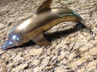 Vintage - - Large - Brass Dolphin Porpoise Figurine -