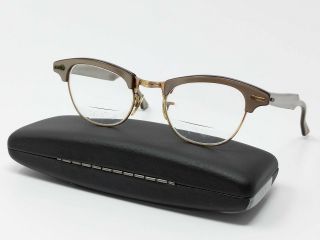 Vintage S/c Usa Eyeglass Frames 1/10 12k Gf Metal Plastic Cat 