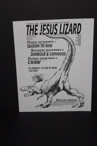 (RARE Derek Hess PROMO Art) Vintage 90 ' s THE JESUS LIZARD Concert Flyer 2