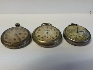 3 Vintage Dollar Pocket Watches - Ingersoll Yankee,  Buck & Haven Compensated