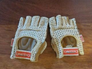 Cyclepro Vintage Mesh Cycling Gloves Small White Leather Crochet