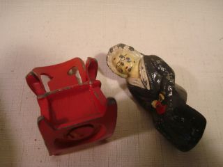 Vintage.  Cast Iron.  Granny in Rocking Chair.  Salt & Pepper Shakers 4