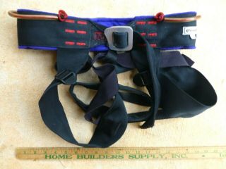 Vintage Chouinard Climbing Harness,  Size Large Blue & Red With Attachments