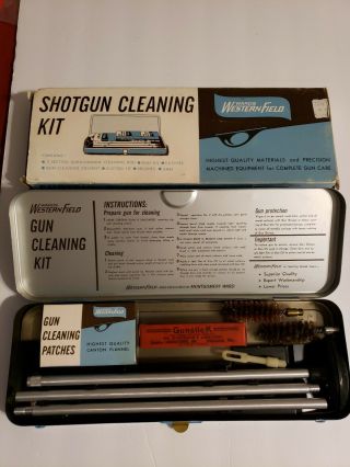 Vintage Wards Western Field Rifle Cleaning Kit W/ Box - Gun Oil -
