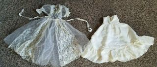 Antique Vintage 1950s Doll Wedding Dress Cream Silk And Lace