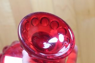 Vintage Mosser Glass Round Covered Candy Dish - Ruby Red - Eyewinker Pattern 4