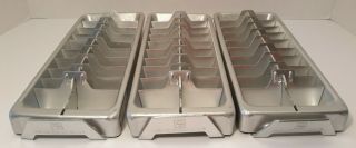 Set 3 Vintage Frigidaire 20 Cube Aluminum Metal Ice Cube Tray Molds Silver 50 