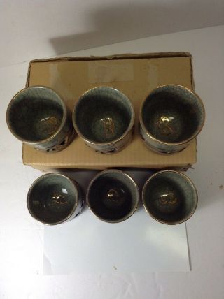Vintage Somayaki Soma Ware Japanese Tea Cups,  Box of 6 2