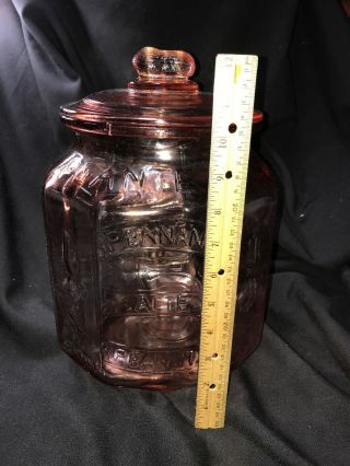 VTG Antique Pink Depression Glass Planters Peanut Jar - complete with lid 2