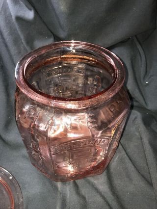 VTG Antique Pink Depression Glass Planters Peanut Jar - complete with lid 4