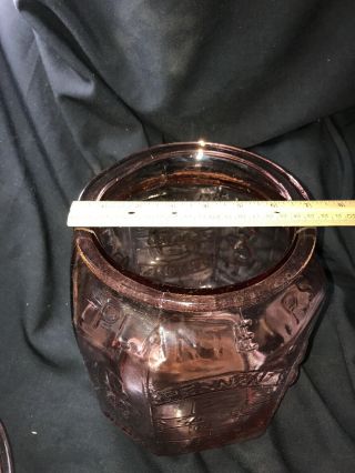 VTG Antique Pink Depression Glass Planters Peanut Jar - complete with lid 5