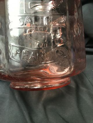 VTG Antique Pink Depression Glass Planters Peanut Jar - complete with lid 7