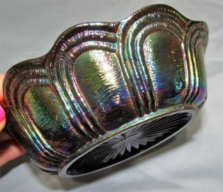 Vtg Fenton Black Amethyst Carnival Glass Hen on a Nest Candy Dish 5186 7