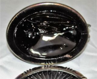 Vtg Fenton Black Amethyst Carnival Glass Hen on a Nest Candy Dish 5186 8