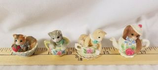 4 Vintage Collectable Calico Baby Kittens Figurines Very Rare