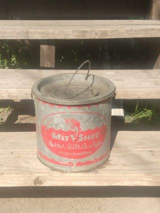 Vintage Mit - Shel Floating Galvanized Steel Minnow Bait Bucket